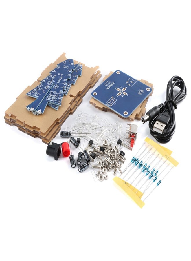 EC Buying HU-006 Colorful Christmas Tree DIY Kit 3D Christmas Tree Electronic Kit DIY LED RGB LED Flashing Christmas Tree DIY Kits Electronic Module for Adults Solder Practice Kit With Shell - Image 1